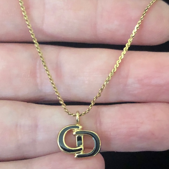 Vintage Host Pick Rare Gold Christian Dior CD Logo Necklace - Picture 3 of 7